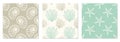 Set of seamless patterns with hand drawn seashells, neutral colors marine theme in minimal scandinavian style Royalty Free Stock Photo