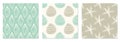 Set of seamless patterns with hand drawn seashells, neutral colors marine theme in minimal scandinavian style Royalty Free Stock Photo