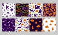 Set of Seamless Pattern Happy Halloween, Mystical Elements on Black and White Background. Colorful Collection Cartoon illustration Royalty Free Stock Photo