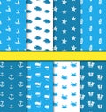 Set Seamless Pattern with Nautical Elements