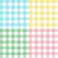 Set seamless pattern pastel gingham, vichy backgrounds in blue, pink, yellow, green, or other Easter holiday textile Royalty Free Stock Photo