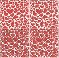 Set of Seamless pattern of red hearts. Valentine s Day background. Flat design endless chaotic texture of tiny heart silhouettes. Royalty Free Stock Photo