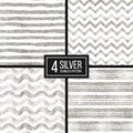 Set of seamless pattern silver glitter stripes, zigzag chevron, wavy stripe