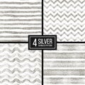 Set of seamless pattern silver glitter stripes, zigzag chevron, wavy stripe Royalty Free Stock Photo