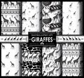Set of Seamless pattern with stylized Giraffes Royalty Free Stock Photo
