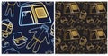 A set of seamless pattern for tourism products or sites dedicated to hiking and various sports, including water sports