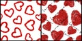 Set seamless pattern valentine day, vector backgrounds with hearts Royalty Free Stock Photo