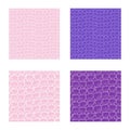Set seamless pattern. Vector Leather Fashion texture pink and purple trendy background. Luxurious holiday design card. Royalty Free Stock Photo