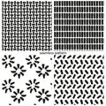 Set of seamless patterns - abstract asymmetrical bricks