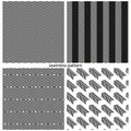 Set of seamless patterns - abstract broken lines.