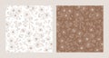 Set of seamless patterns with blooming apricot flowers Royalty Free Stock Photo