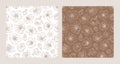 Set of seamless patterns with blooming apricot flowers Royalty Free Stock Photo