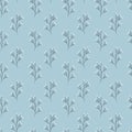 Set of seamless patterns on a blue background of twigs. Hand drawn floral pattern. Vector illustration. Designed for