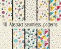 Set of seamless patterns. Blue red yellow green Royalty Free Stock Photo