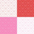 Set of seamless patterns with buttons in the shape of a heart Royalty Free Stock Photo