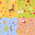 Set of Seamless Patterns with Christmas Elements Royalty Free Stock Photo