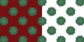 Set of seamless patterns of Christmas trees top view on a red and white background. Christmas trees decorated with balls Royalty Free Stock Photo
