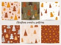 Set of seamless patterns with chtistmas trees.