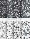 Set of Seamless patterns. Circles dots abstract backgrounds. Vector illustration. Royalty Free Stock Photo