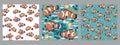 Set of seamless patterns with clown fish. Vector graphics Royalty Free Stock Photo
