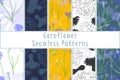 Set of the seamless patterns with Cornflowers Royalty Free Stock Photo