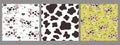 Set of seamless patterns with cows. Vector graphics Royalty Free Stock Photo