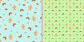 Set of seamless patterns with crackers, cookies