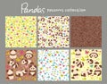 Set of seamless patterns with cute pandas. Vector graphics Royalty Free Stock Photo