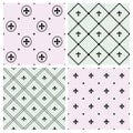 Set of seamless patterns with Fleurs-de-lis icons.