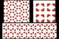 A set of seamless patterns in the form of red hearts on a white background. The background of Valentine`s Day and love. Festive