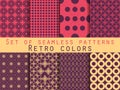 Set of seamless patterns. Geometric seamless pattern. Retro colors. Royalty Free Stock Photo