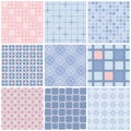 Set of seamless patterns. Geometric seamless pattern. Rose quartz and serenity violet colors. Royalty Free Stock Photo