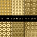 Set of seamless patterns with geometric shapes. The pattern for wallpaper, tiles, fabrics and designs. Royalty Free Stock Photo