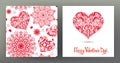 Set of seamless patterns and greeting cards for Valentine`s Day Royalty Free Stock Photo