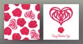 Set of seamless patterns and greeting cards for Valentine`s Day Royalty Free Stock Photo