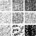 Set of 9 seamless patterns in grunge style.