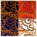 Set of seamless patterns with handdrawn Gold chains