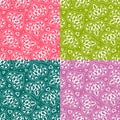 Set of seamless patterns with hearts and flowers tulip buds. Royalty Free Stock Photo