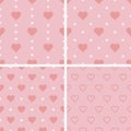 Set of seamless patterns with hearts, illustration