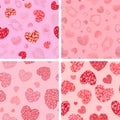 Set of seamless patterns with hearts. Vector illustration Royalty Free Stock Photo