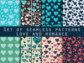 Set of seamless patterns with hearts. Valentine's Day. Love patt Royalty Free Stock Photo