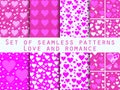 Set of seamless patterns with hearts. Valentine's Day. Love patt Royalty Free Stock Photo