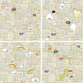 Set of seamless patterns with hungry monsters. Royalty Free Stock Photo