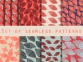 Set of seamless patterns in the Indian style. Tribal ethnic motifs. Royalty Free Stock Photo