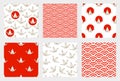 Set of seamless patterns with Japanese origami cranes for Your design