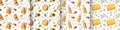 Set of seamless patterns with jar of honey, sunflower, bees and honey.Great for textile, fabric, paper wallpaper. Royalty Free Stock Photo