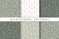 Set of seamless patterns with leaves, herbs, wildflowers Royalty Free Stock Photo