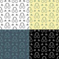 set of seamless patterns with metal handcuffs to neutralize criminals. Outfit and equipment of police. Ornament for decoration and