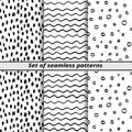 Set of seamless patterns painted hands