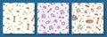 A set of seamless patterns for pet accessories. Vector background for packaging pet products, dog textiles Royalty Free Stock Photo